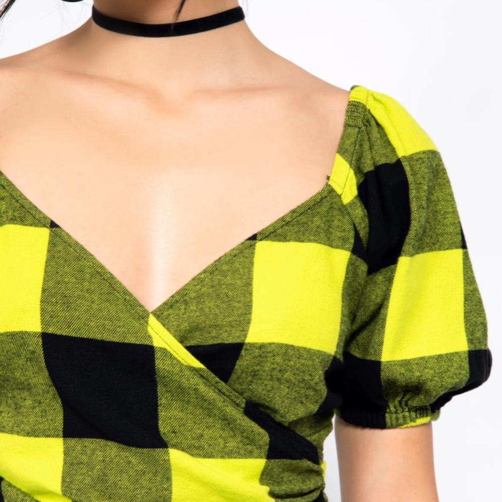 BP. Skater Smocked Back Wrapped Surplice Top - Picture 12 of 14